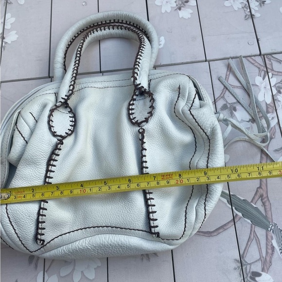 Carlos Falchi White Satchel with Black Stitching - Picture 8 of 9